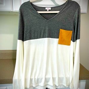 Pixley Long Sleeve Color Block Pocket Shirt - NWOT